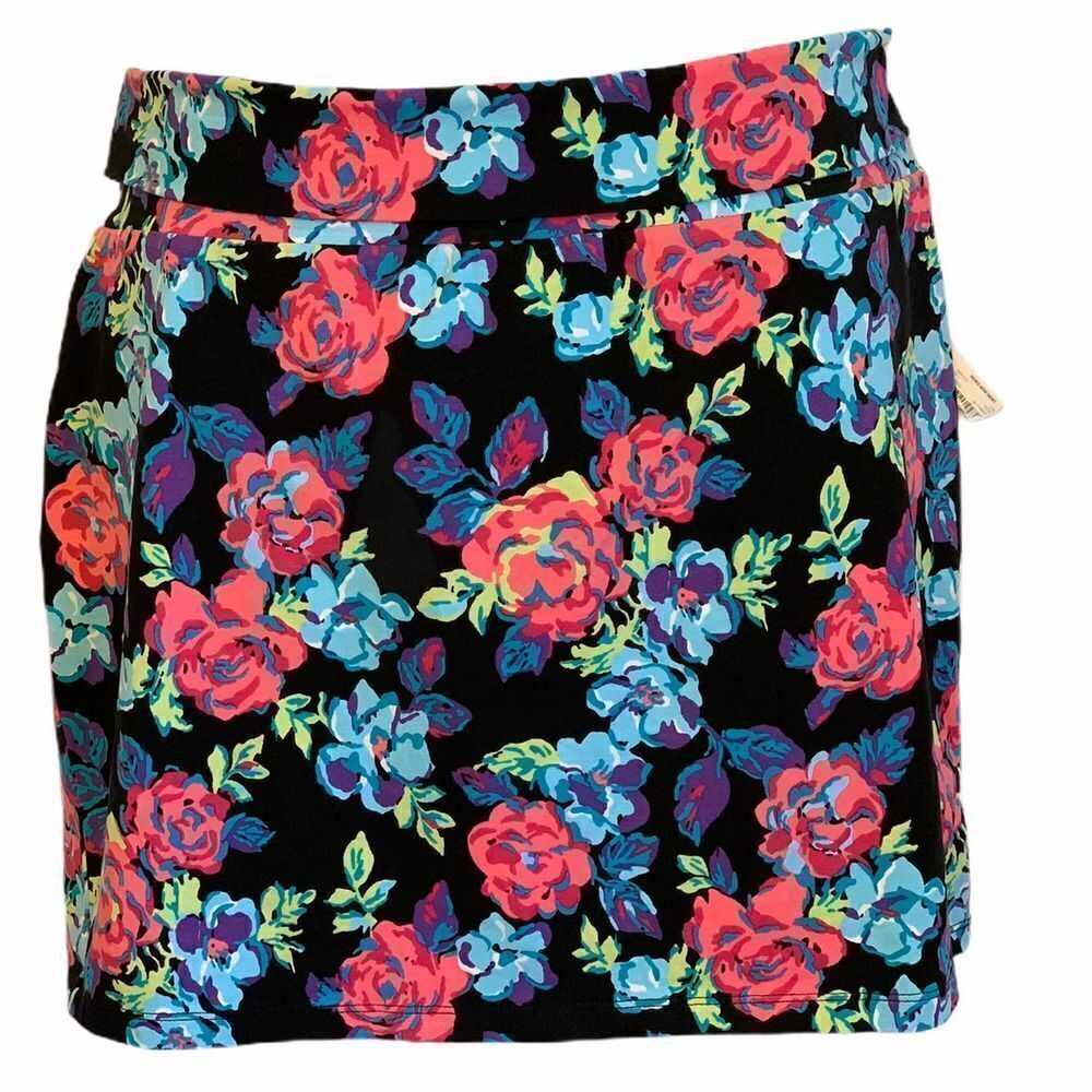 NoBo Flowered Mini Skirt With Rolled Waist Band.